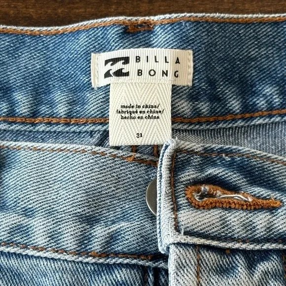 Billabong Blue Distressed Jean Shorts Cut-Off Style - Picture 4 of 10